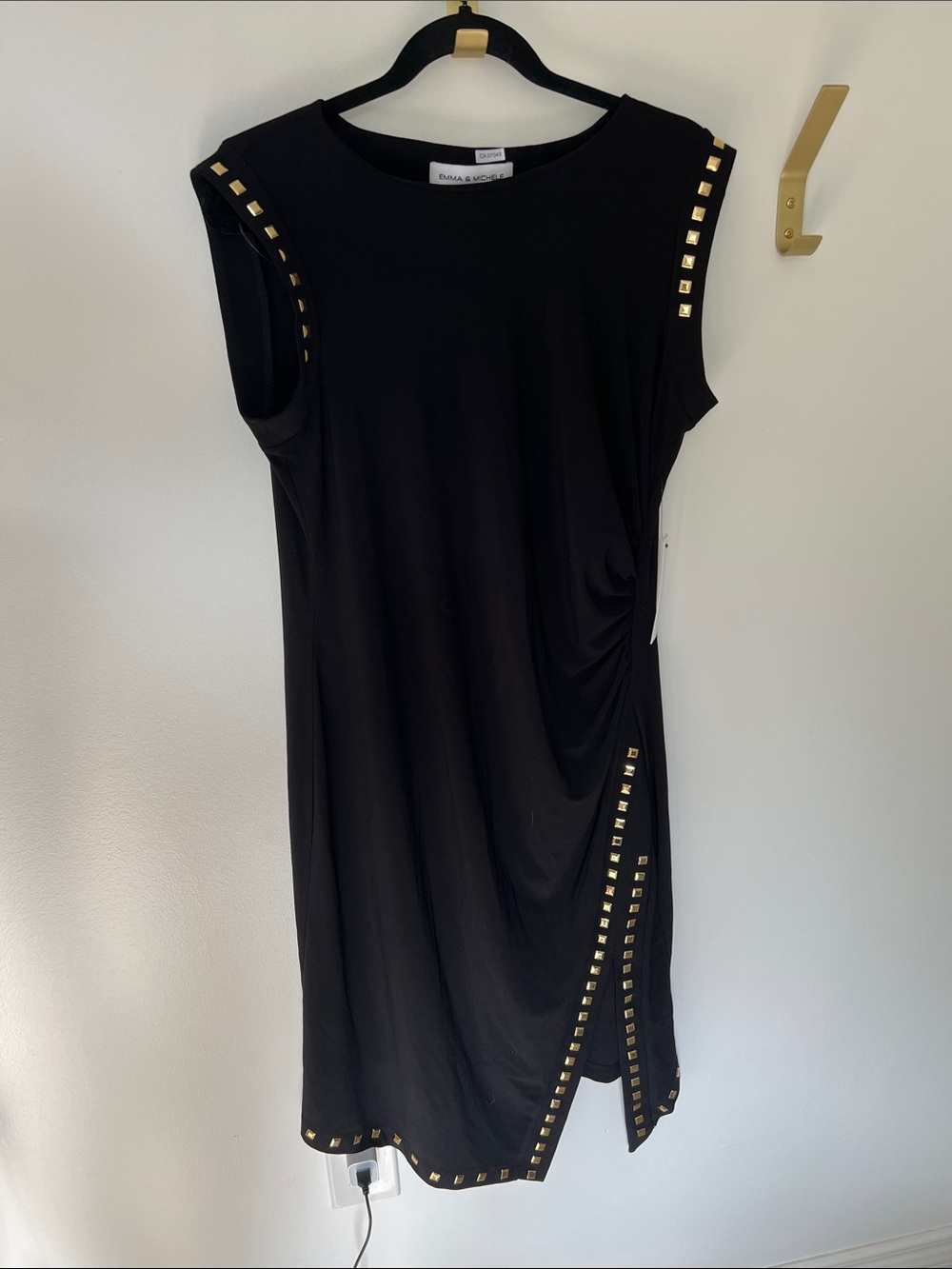 Emma and Michele black studded stretchy dress